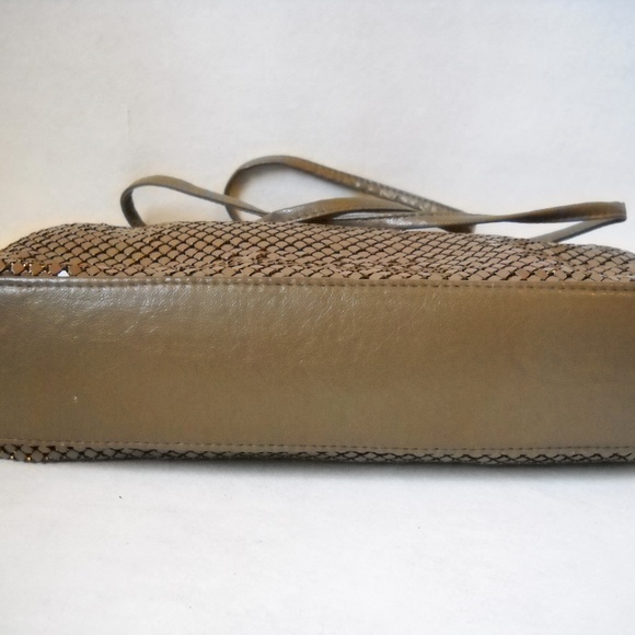 Brown Metal Mesh Purse Shoulder Bag Day Evening Unique Antique Brass Frame - Picture 4 of 8